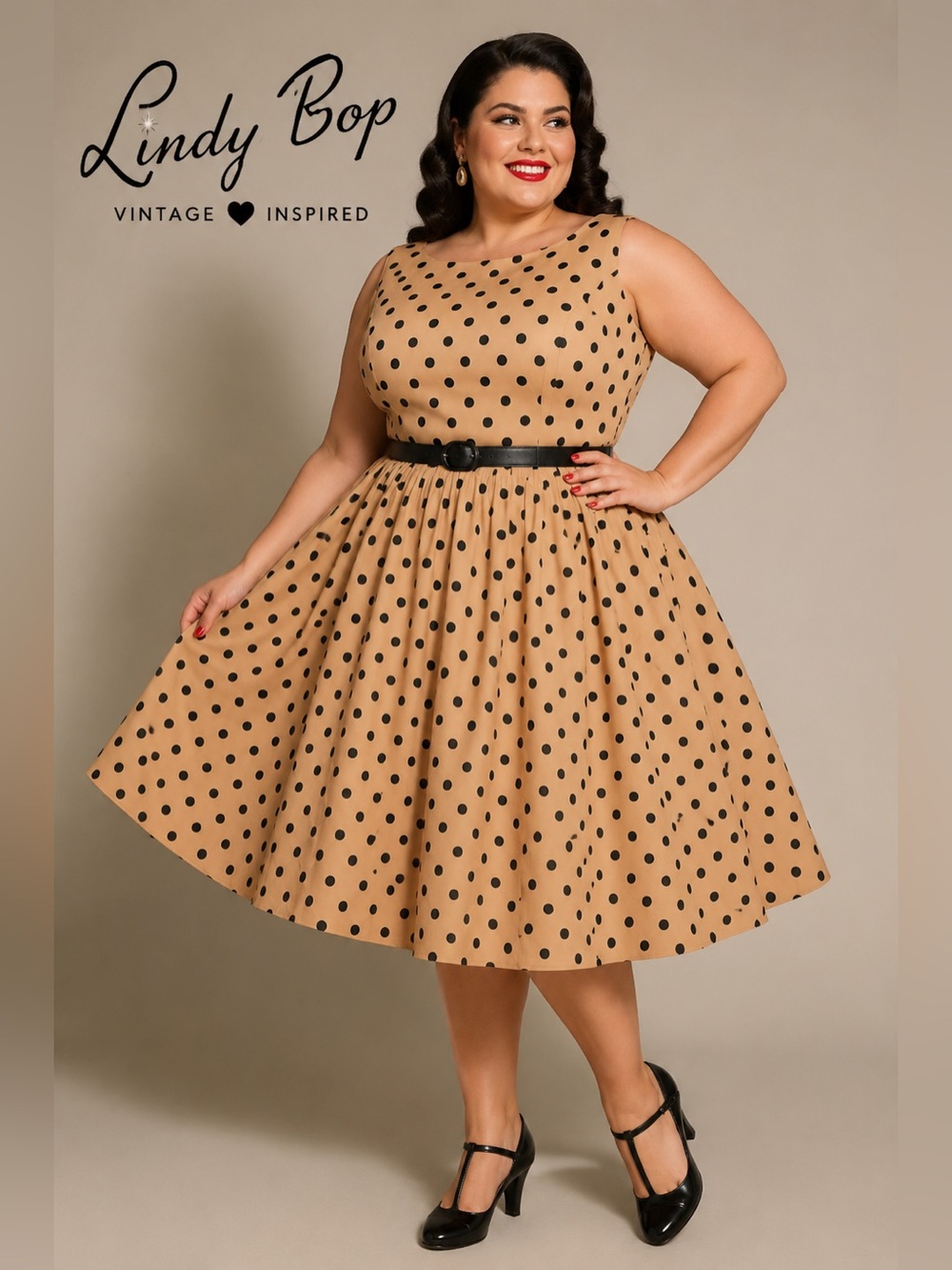 Lindy Bop Audrey Mocha Polka Dot Swing Dress NWT 4XL Disney Dapper Day Retro C7